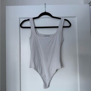 Babaton White Scoop Neck Bodysuit